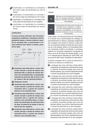 Simulado ENEM Ciências da Natureza e suas tecnologias - MODERNA | PDF