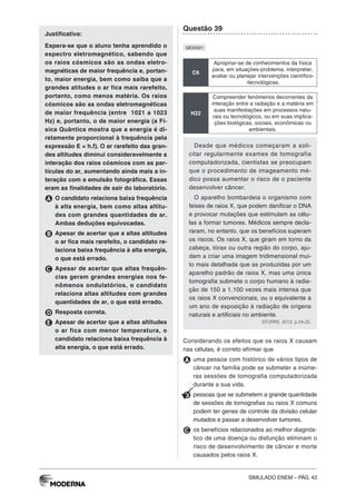 Simulado ENEM Ciências da Natureza e suas tecnologias - MODERNA | PDF