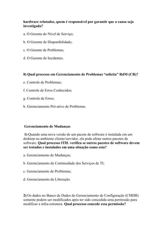 Simulado grátis itil v3 foundation