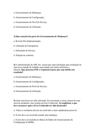 Simulado grátis itil v3 foundation