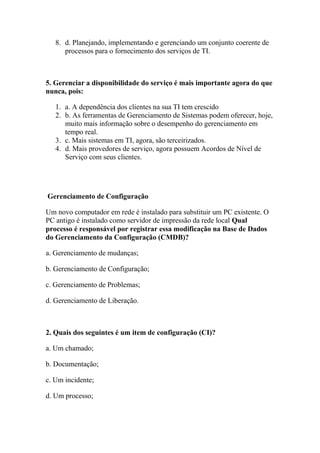 Simulado grátis itil v3 foundation