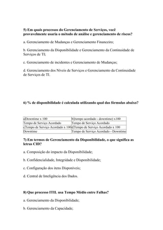 Simulado grátis itil v3 foundation
