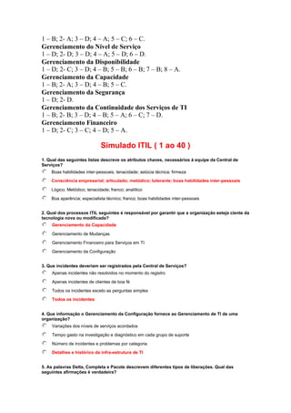 Simulado grátis itil v3 foundation