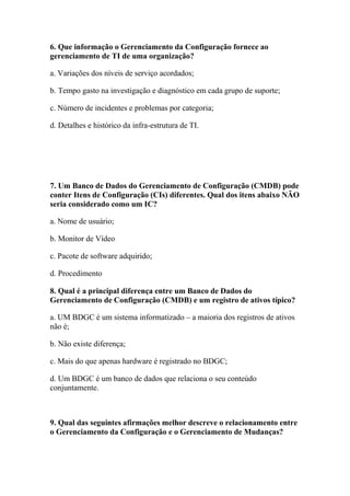 Simulado grátis itil v3 foundation