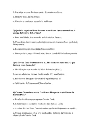 Simulado grátis itil v3 foundation