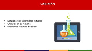 ● Simuladores y laboratorios virtuales
● Gratuitos en su mayoría
● Excelentes recursos didácticos
Solución
 