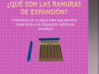  Elemento de la placa base que permite
conectarla a un dispositivo adicional.
(monitor)
 