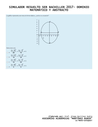 SIMULADOR RESUELTO SER BACHILLER 2017- DOMINIO
MATEMÁTICO Y ABSTRACTO
Elaborado por: Prof. Diego Martínez Rubio
ASESORÍAS ACADÉMICAS “MARTÍNEZ RUBIO”
La Maná-Cotopaxi
 
