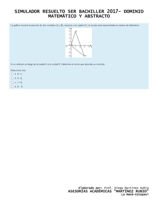 SIMULADOR RESUELTO SER BACHILLER 2017- DOMINIO
MATEMÁTICO Y ABSTRACTO
Elaborado por: Prof. Diego Martínez Rubio
ASESORÍAS ACADÉMICAS “MARTÍNEZ RUBIO”
La Maná-Cotopaxi
 