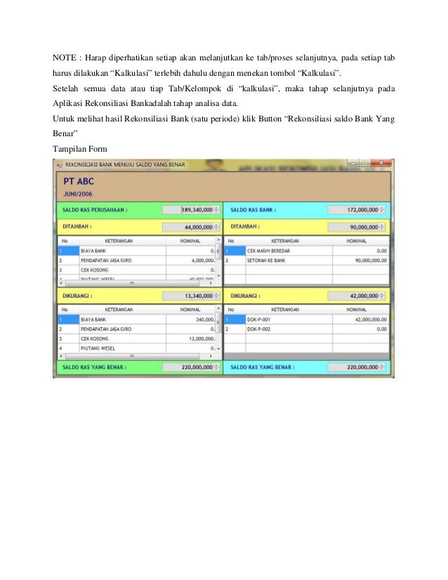 Simulasi dan konsep aplikasi rekonsiliasi bank