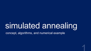 simulated annealing
concept, algorithms, and numerical example

 