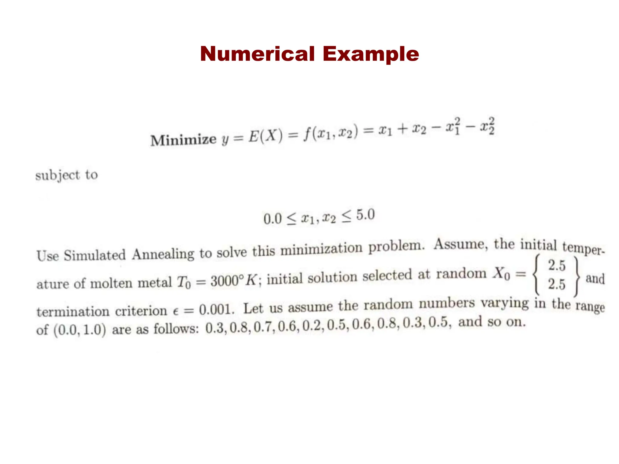 Numerical Example
 