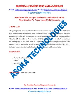Simulation and analysis of perturb and observe mppt algorithm for array ...