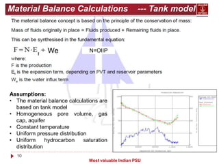 10
Most valuable Indian PSU
Material Balance Calculations --- Tank model
We N=OIIP
Assumptions:
• The material balance cal...