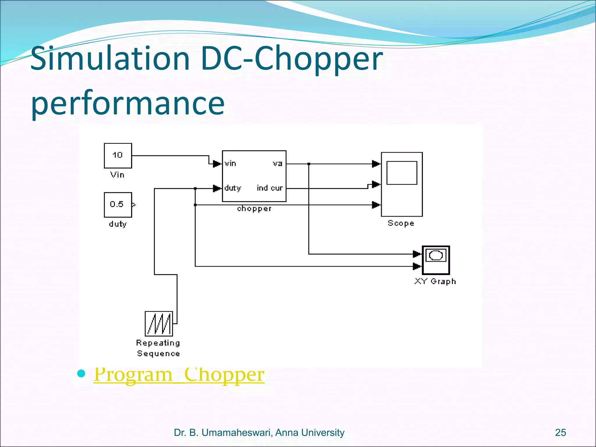 Simulation DC-Chopper
performance
 Program_Chopper
25
Dr. B. Umamaheswari, Anna University
 