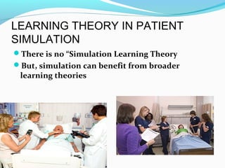 LEARNING THEORY IN PATIENT
SIMULATION
There is no “Simulation Learning Theory
But, simulation can benefit from broader
learning theories
 