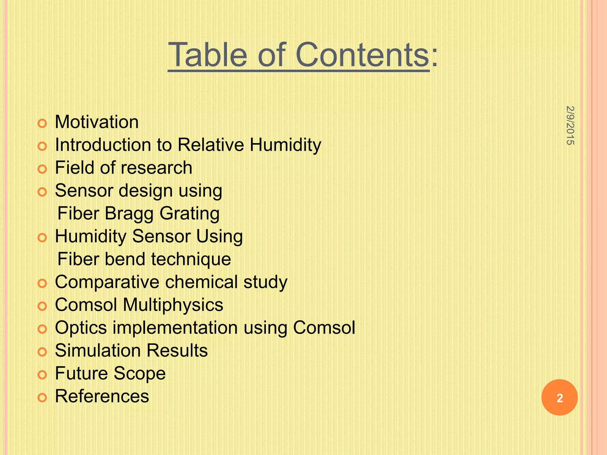 Relative Humidity sensors using optical fiber technologies | PPT