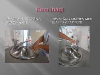 TVÄTTA HÄNDERNA
NOGGRANT!

OBS! STÄNG KRANEN MED
HJÄLP AV PAPPRET!

 