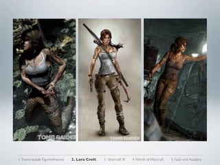 1. Transmediale Figurentheorie   2. Lara Croft   3. Warcraft III   4. World of Warcraft   5. Fazit und Ausblick
 