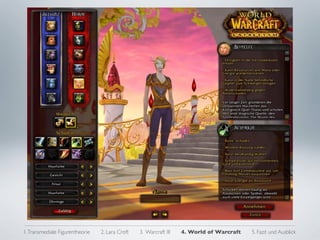 1. Transmediale Figurentheorie   2. Lara Croft   3. Warcraft III   4. World of Warcraft   5. Fazit und Ausblick
 