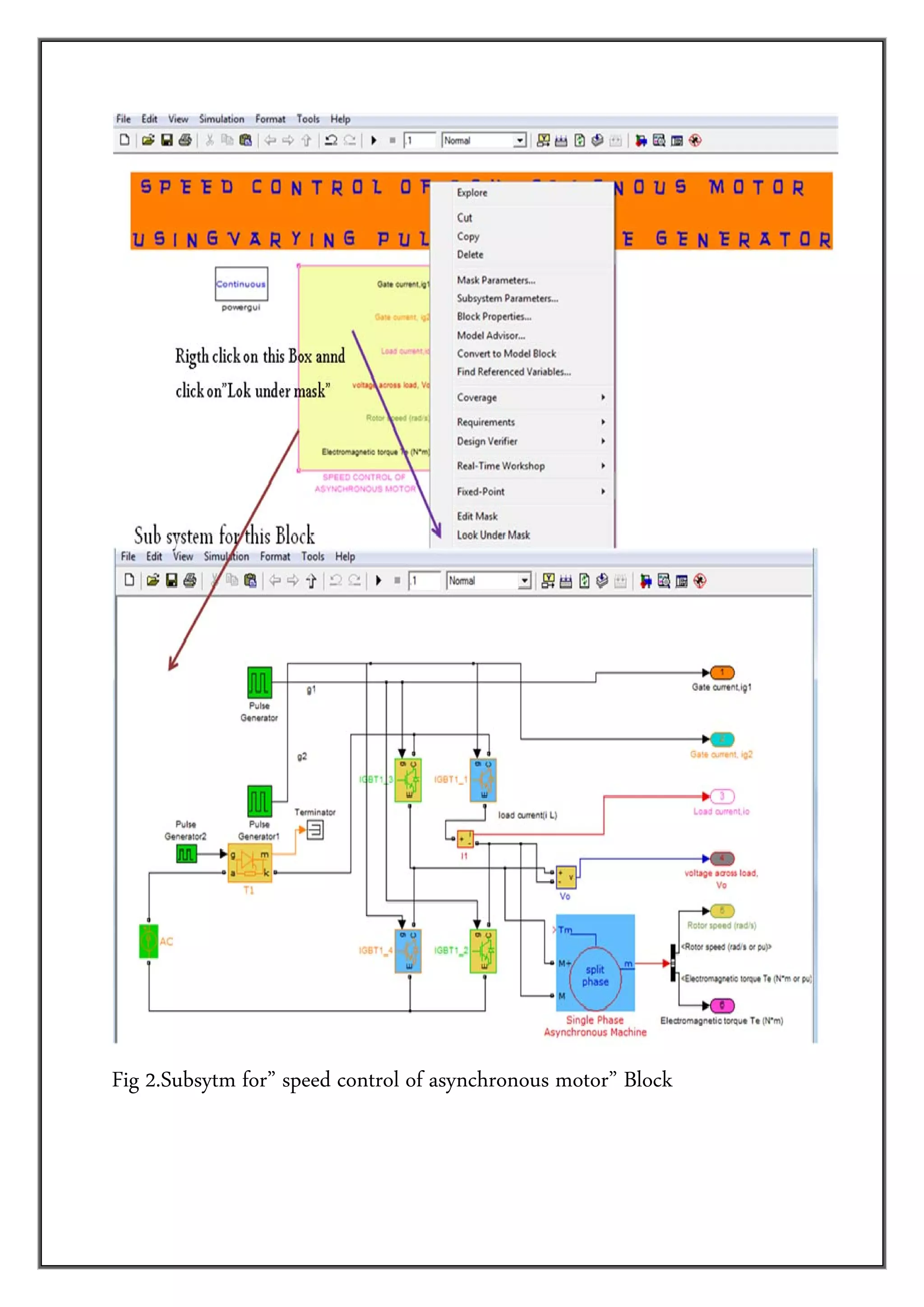  
Fig 2.Subsytm for” speed control of asynchronous motor” Block 
 

 
 