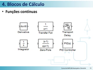 4. Blocos de Cálculo
• Funções contínuas
Curso de MATLAB Avançado e Simulink 11
 