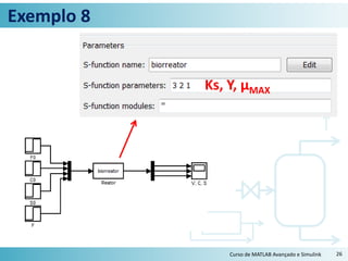 Exemplo 8
Ks, Y, μMAX
Curso de MATLAB Avançado e Simulink 26
 