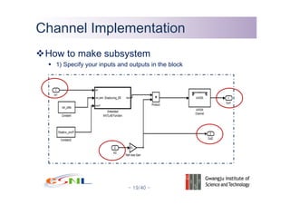 - 19/40 -
Channel ImplementationChannel Implementation
How to make subsystem
1) Specify your inputs and outputs in the block
 