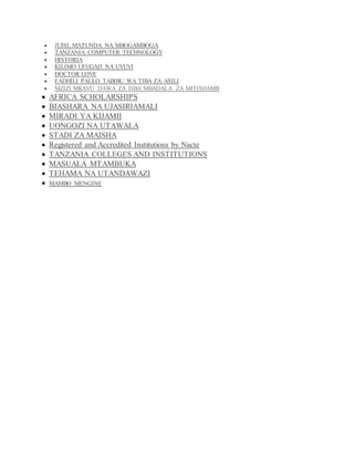  JUISI, MATUNDA NA MBOGAMBOGA
 TANZANIA COMPUTER TECHNOLOGY
 HISTORIA
 KILIMO UFUGAJI NA UVUVI
 DOCTOR LOVE
 FADHILI PAULO TABIBU WA TIBA ZA ASILI
 MZIZI MKAVU DAWA ZA TIBA MBADALA ZA MITISHAMB
 AFRICA SCHOLARSHIPS
 BIASHARA NA UJASIRIAMALI
 MIRADI YA KIJAMII
 UONGOZI NA UTAWALA
 STADI ZA MAISHA
 Registered and Accredited Institutions by Nacte
 TANZANIA COLLEGES AND INSTITUTIONS
 MASUALA MTAMBUKA
 TEHAMA NA UTANDAWAZI
 MAMBO MENGINE
JamiiForums Forums What's new Members Search Forums General Forums Biashara,
Uchumi na Ujasiriamali Post thread This' a place where contributors with an interest
in business or economics can "meet" and discuss business issues My threads Major
Projects in Tanzania Tanzania Railways Corporation - Promote And Manage Rail
Infrastructure Assets Tuesday at 4:08 PM Wacha1 1 2 3 … 1282 Next Mark read
Ignore Watch Sort by: Views Descending Filters Abdallahking Thread title Sticky
Jinsi ya Kusajili kampuni katika Jamhuri ya Muungano wa Tanzania Mchaga Nov 10,
2008 32 33 34 Replies668 Views322,602 Monday at 10:49 AM Bryte Sky Links
2021 Bryte Sky Links 2021 Sticky Baadhi ya njia unazoweza kutumia kupata wazo
bora la biashara (Business Idea) CHASHA FARMING Feb 3, 2013 26 27 28
Replies554 Views294,209 Yesterday at 2:29 PM jetcargo255 jetcargo255 Sticky
Jifunze njia nzuri ya kufanya manunuzi kwenye mtandao (Ebay, Amazon, Bestbuy)
JZHOELO Aug 27, 2014 59 60 61 Replies1,214 Views261,060 Monday at 10:48
AM Bryte Sky Links 2021 Bryte Sky Links 2021 Sticky Soko la Hisa la Dar es
Salaam na orodha ya makampuni yaliyosajiliwa KeyserSoze Feb 11, 2010 20 21 22
Replies421 Views183,100 Sep 16, 2021 D Metakelfin D Metakelfin Sticky Mijadala
ya Mawazo na Michanganuo mbalimbali ya Biashara na Uchumi kwa Ujumla
Moderator Oct 16, 2017 15 16 17 Replies323 Views122,327 Aug 14, 2021
Kuteseka Maganga Kuteseka Maganga ClosedSticky TAHADHARI: Kuna matapeli!
Fuata taratibu hizi... Invisible Mar 16, 2013 2 3 4 Replies62 Views63,546 Apr
20, 2015 siraji54 lyimo S Closed Forex: Biashara Yenye Utajiri Mkubwa Zaidi
Duniani Ambayo Hakuna Benki Itataka Uijue! ONTARIO May 26, 2017 604 605 606
 