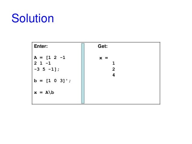 Simultaneous Linear Equations in Matlab