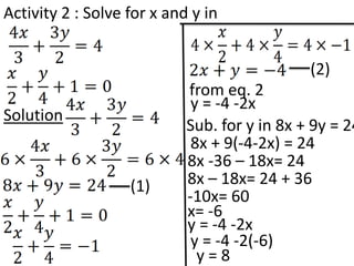 Simultaneous Equations Simultaneous Equations