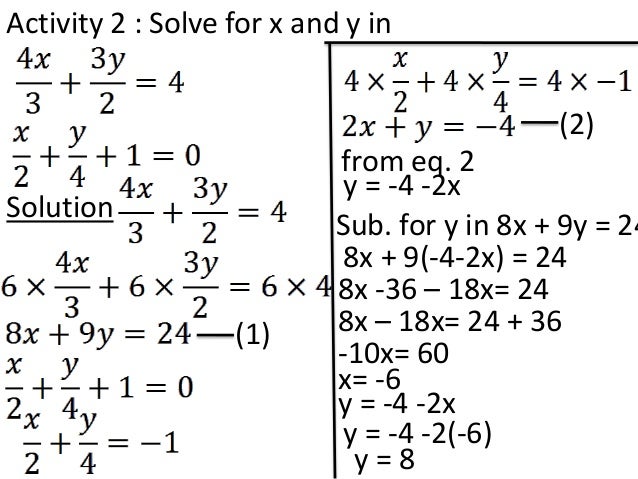 Simultaneous Equations Simultaneous Equations
