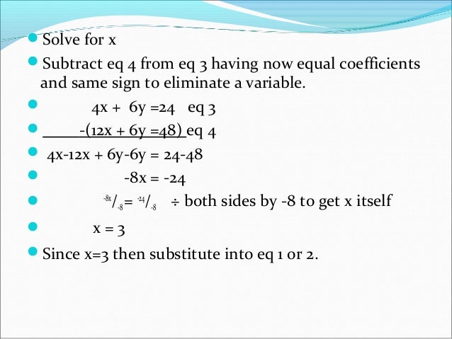 Simultaneous Equations Elimination 3