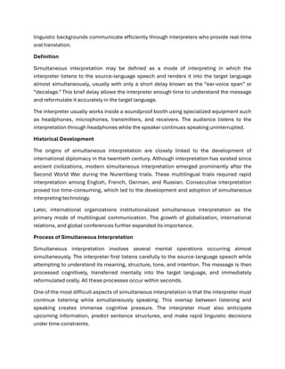 An overview Simultaneous Interpretation | PDF