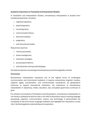 An overview Simultaneous Interpretation | PDF