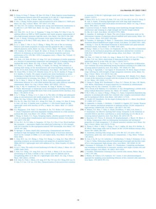 Acta Materialia 245 (2023) 118611
18
[42] R. Xiong, H. Peng, T. Zhang, J.W. Bae, H.S. Kim, Y. Wen, Superior strain-hardening
by deformation-induced nano-HCP martensite in Fe–Mn–Si–C high-manganese
steel, Mater. Sci. Eng. A Struct. Mater. 824 (2021), 141864.
[43] P. Lan, J. Zhang, Tensile property and microstructure of Fe-22Mn-0.5 C TWIP steel,
Mater. Sci. Eng. A Struct. Mater. 707 (2017) 373–382.
[44] J.K. Kim, B.C. De Cooman, Stacking fault energy and deformation mechanisms in
Fe-xMn-0.6 C-yAl TWIP steel, Mater. Sci. Eng. A Struct. Mater. 676 (2016)
216–231.
[45] J.H. Choi, M.C. Jo, H. Lee, A. Zargaran, T. Song, S.S. Sohn, N.J. Kim, S. Lee, Cu
addition effects on TRIP to TWIP transition and tensile property improvement of
ultra-high-strength austenitic high-Mn steels, Acta Mater. 166 (2019) 246–260.
[46] P. Lan, J. Zhang, Twinning and dynamic strain aging behavior during tensile
deformation of Fe-Mn-C TWIP steel, Mater. Sci. Eng. A Struct. Mater. 700 (2017)
250–258.
[47] D. Li, L. Qian, C. Wei, S. Liu, F. Zhang, J. Meng, The role of Mn on twinning
behavior and tensile properties of coarse-and fine-grained Fe–Mn–C twinning-
induced plasticity steels, Mater. Sci. Eng. A Struct. Mater. 789 (2020), 139586.
[48] S.M. Anijdan, M. Sabzi, H. Najafi, M. Jafari, A. Eivani, N. Park, H. Jafarian, The
influence of aluminum on microstructure, mechanical properties and wear
performance of Fe–14% Mn–1.05% C manganese steel, J. Mater. Res. Technol. 15
(2021) 4768–4780.
[49] A.R. Park, J.H. Nam, M. Kim, I.S. Jang, Y.K. Lee, Evaluations of tensile properties
as a function of austenitizing temperature and springback by V-bending testing in
medium-Mn steels, Mater. Sci. Eng. A Struct. Mater. 787 (2020), 139534.
[50] D.T. Pierce, J.A. Jiménez, J. Bentley, D. Raabe, J.E. Wittig, The influence of
stacking fault energy on the microstructural and strain-hardening evolution of
Fe–Mn–Al–Si steels during tensile deformation, Acta Mater. 100 (2015) 178–190.
[51] I.R. Souza Filho, A. Dutta, D.R. Almeida Junior, W. Lu, M.J.R. Sandim, D. Ponge, H.
R.Z. Sandim, D. Raabe, The impact of grain-scale strain localization on strain
hardening of a high-Mn steel: Real-time tracking of the transition from the γ → ε →
α’ transformation to twinning, Acta Mater. 197 (2020) 123–136.
[52] Z. Xu, X. Shen, T. Allam, W. Song, W. Bleck, Austenite transformation and
deformation behavior of a cold-rolled medium-Mn steel under different annealing
temperatures, Mater. Sci. Eng. A Struct. Mater. 829 (2022), 142115.
[53] B. Sun, Y. Ma, N. Vanderesse, R.S. Varanasi, W. Song, P. Bocher, D. Ponge,
D. Raabe, Macroscopic to nanoscopic in situ investigation on yielding mechanisms
in ultrafine grained medium Mn steels: Role of the austenite-ferrite interface, Acta
Mater. 178 (2019) 10–25.
[54] Z. Li, Y. Wang, X. Cheng, Z. Li, C. Gao, S. Li, The effect of rolling and subsequent
aging on microstructures and tensile properties of a Fe–Mn–Al–C austenitic steel,
Mater. Sci. Eng. A Struct. Mater. 822 (2021), 141683.
[55] K.K. Ko, H.J. Bae, E.H. Park, H.U. Jeong, H.S. Park, J.S. Jeong, J.G. Kim, H. Sung,
N. Parl, J.B. Seol, A feasible route to produce 1.1 GPa ferritic-based low-Mn
lightweight steels with ductility of 47%, J. Mater. Sci. Mater. Med. 117 (2022)
225–237.
[56] D.J. Magagnosc, D.M. Field, C.S. Meredith, K. An, T.R. Walter, K.R. Limmer, J.
T. Lloyd, Temperature and stress dependent twinning behavior in a fully austenitic
medium-Mn steel, Acta Mater. 231 (2022), 117864.
[57] J. Zhang, D. Raabe, C.C. Tasan, Designing duplex, ultrafine-grained Fe-Mn-Al-C
steels by tuning phase transformation and recrystallization kinetics, Acta Mater.
141 (2017) 374–387.
[58] H. Lee, M.C. Jo, S.S. Sohn, A. Zargaran, J.H. Ryu, N.J. Kim, S. Lee, Novel medium-
Mn (austenite + martensite) duplex hot-rolled steel achieving 1.6 GPa strength
with 20 % ductility by Mn-segregation-induced TRIP mechanism, Acta Mater. 147
(2018) 247–260.
[59] H. Springer, D. Raabe, Rapid alloy prototyping: Compositional and thermo-
mechanical high throughput bulk combinatorial design of structural materials
based on the example of 30Mn–1.2 C–xAl triplex steels, Acta Mater. 60 (2012)
4950–4959.
[60] Z. Chen, M.X. Liu, J.K. Zhang, L. Yang, Y.H. Zhang, C.J. Song, Q.J. Zhai, Effect of
annealing treatment on microstructures and properties of austenite-based Fe-
28Mn-9Al-0.8 C lightweight steel with addition of Cu, China Foundry 18 (2021)
207–216.
[61] H. Lai, C. Wan, The study of work hardening in Fe-Mn-Al-C alloys, J. Mater. Sci. 24
(1989) 2449–2453.
[62] C. Kim, H.U. Hong, J.H. Jang, B.H. Lee, S.J. Park, J. Moon, C.H. Lee, Reverse
partitioning of Al from κ-carbide to the γ-matrix upon Ni addition and its
strengthening effect in Fe–Mn–Al–C lightweight steel, Mater. Sci. Eng. A Struct.
Mater. 820 (2021), 141563.
[63] K.W. Kim, S.J. Park, J. Moon, J.H. Jang, H.Y. Ha, T.H. Lee, H.U. Hong, B.H. Lee, H.
N. Han, Y.J. Lee, C.H. Lee, S.D. Kim, Characterization of microstructural evolution
in austenitic Fe-Mn-Al-C lightweight steels with Cr content, Mater. Charact. 170
(2020), 110717.
[64] J. Moon, H.H. Jo, S.J. Park, S.D. Kim, T.H. Lee, C.H. Lee, M.G. Lee, H.U. Hong, D.
W. Suh, D. Raabe, Ti-bearing lightweight steel with large high temperature
ductility via thermally stable multi-phase microstructure, Mater. Sci. Eng. A Struct.
Mater. 808 (2021), 140954.
[65] I. Gutierrez-Urrutia, D. Raabe, Multistage strain hardening through dislocation
substructure and twinning in a high strength and ductile weight-reduced
Fe–Mn–Al–C steel, Acta Mater. 60 (2012) 5791–5802.
[66] D. Canadinc, H. Sehitoglu, H. Maier, The role of dense dislocation walls on the
deformation response of aluminum alloyed hadfield steel polycrystals, Mater. Sci.
Eng. A Struct. Mater. 454 (2007) 662–666.
[67] D. Canadinc, H. Sehitoglu, H. Maier, Y. Chumlyakov, Strain hardening behavior of
aluminum alloyed Hadfield steel single crystals, Acta Mater. 53 (2005) 1831–1842.
[68] J. Huang, G. Gray III, Microband formation in shock-loaded and quasi-statically
deformed metals, Acta Metall. 37 (1989) 3335–3347.
[69] Z. Wang, I. Baker, Z. Cai, S. Chen, J.D. Poplawsky, W. Guo, The effect of interstitial
carbon on the mechanical properties and dislocation substructure evolution in
Fe40.4Ni11.3Mn34.8Al7.5Cr6 high entropy alloys, Acta Mater. 120 (2016)
228–239.
[70] S.D. Kim, J.Y. Park, S.J. Park, J.h. Jang, J. Moon, H.Y. Ha, C.H. Lee, J.Y. Kang, J.
H. Shin, T.H. Lee, Direct observation of dislocation plasticity in high-Mn
lightweight steel by in-situ TEM, Sci. Rep. 9 (2019) 15171.
[71] H. Zhi, C. Zhang, S. Antonov, H. Yu, T. Guo, Y. Su, Investigations of dislocation-
type evolution and strain hardening during mechanical twinning in Fe-22Mn-0.6C
twinning-induced plasticity steel, Acta Mater. 195 (2020) 371–382.
[72] J.H. Kang, T. Ingendahl, J. von Appen, R. Dronskowski, W. Bleck, Impact of short-
range ordering on yield strength of high manganese austenitic steels, Mater. Sci.
Eng. A Struct. Mater. 614 (2014) 122–128.
[73] H.M. Gardner, A. Radecka, D. Rugg, D.E.J. Armstrong, M.P. Moody, P.A.J. Bagot,
A study of the interaction of oxygen with the α2 phase in the model alloy Ti–7wt%
Al, Scr. Mater. 185 (2020) 111–116.
[74] Y. Chong, R. Zhang, M.S. Hooshmand, S. Zhao, D.C. Chrzan, M. Asta, J.W. Morris,
A.M. Minor, Elimination of oxygen sensitivity in α-titanium by substitutional
alloying with Al, Nat. Commun. 12 (2021) 6158.
[75] T.W.J. Kwok, K.M. Rahman, V.A. Vorontsov, D. Dye, Strengthening κ-carbide steels
using residual dislocation content, Scr. Mater. 213 (2022), 114626.
[76] F. He, S. Wei, J.L. Cann, Z. Wang, J. Wang, C.C. Tasan, Composition-dependent slip
planarity in mechanically-stable face centered cubic complex concentrated alloys
and its mechanical effects, Acta Mater. 220 (2021) 117314.
[77] V. Gerold, H.P. Karnthaler, On the origin of planar slip in f.c.c. alloys, Acta Metall.
37 (1989) 2177–2183.
[78] G. Laplanche, A. Kostka, C. Reinhart, J. Hunfeld, G. Eggeler, E.P. George, Reasons
for the superior mechanical properties of medium-entropy CrCoNi compared to
high-entropy CrMnFeCoNi, Acta Mater. 128 (2017) 292–303.
[79] B. Mahato, S.K. Shee, T. Sahu, S. Ghosh Chowdhury, P. Sahu, D.A. Porter, L.
P. Karjalainen, An effective stacking fault energy viewpoint on the formation of
extended defects and their contribution to strain hardening in a Fe–Mn–Si–Al
twinning-induced plasticity steel, Acta Mater. 86 (2015) 69–79.
[80] L. Mosecker, D.T. Pierce, A. Schwedt, M. Beighmohamadi, J. Mayer, W. Bleck, J.
E. Wittig, Temperature effect on deformation mechanisms and mechanical
properties of a high manganese C+N alloyed austenitic stainless steel, Mater. Sci.
Eng. A Struct. Mater. 642 (2015) 71–83.
[81] R. Zhang, S. Zhao, J. Ding, Y. Chong, T. Jia, C. Ophus, M. Asta, R.O. Ritchie, A.
M. Minor, Short-range order and its impact on the CrCoNi medium-entropy alloy,
Nature 581 (2020) 283–287.
[82] O. Zambrano, Stacking fault energy maps of Fe–Mn–Al–C–Si steels: effect of
temperature, grain size, and variations in compositions, J. Eng. Mater. Technol.
138 (2016).
[83] W. Guo, J. Su, W. Lu, C.H. Liebscher, C. Kirchlechner, Y. Ikeda, F. Körmann, X. Liu,
Y. Xue, G. Dehm, Dislocation-induced breakthrough of strength and ductility trade-
off in a non-equiatomic high-entropy alloy, Acta Mater. 185 (2020) 45–54.
[84] I. Karaman, H. Sehitoglu, H.J. Maier, Y.I. Chumlyakov, Competing mechanisms
and modeling of deformation in austenitic stainless steel single crystals with and
without nitrogen, Acta Mater. 49 (2001) 3919–3933.
[85] J. Venables, Deformation twinning in face-centred cubic metals, Philos. Mag. 6
(1961) 379–396.
[86] S. Mishra, M. Yadava, K.N. Kulkarni, N.P. Gurao, A new phenomenological
approach for modeling strain hardening behavior of face centered cubic materials,
Acta Mater. 178 (2019) 99–113.
H. Zhi et al.
 