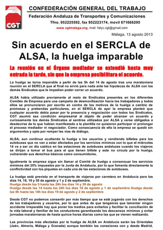 CONFEDERACIÓN GENERAL DEL TRABAJO
Federación Andaluza de Transportes y Comunicaciones
Tfno. 952225592, fax 952223174, movi...