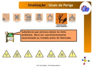 Substância que provoca danos no meio ambiente. Deve ser convenientemente neutralizada ou tratada antes de libertada.   Sinalização  – Sinais de Perigo Prof. Bruno Bastos – Profª Daniela Oliveira 