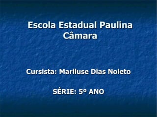 Escola Estadual Paulina Câmara Cursista: Mariluse Dias Noleto SÉRIE: 5º ANO 