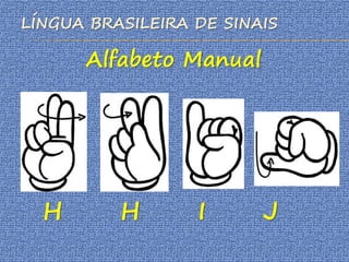 LÍNGUA BRASILEIRA DE SINAIS
Alfabeto Manual
H H I J
 