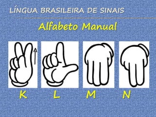 LÍNGUA BRASILEIRA DE SINAIS
Alfabeto Manual
K L M N
 