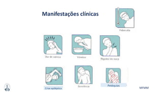MFMMCrise epiléptica
Petéquias
Manifestações clínicas
 