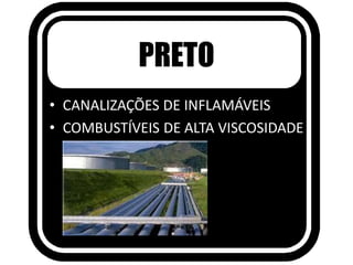 PRETO
• CANALIZAÇÕES DE INFLAMÁVEIS
• COMBUSTÍVEIS DE ALTA VISCOSIDADE
 