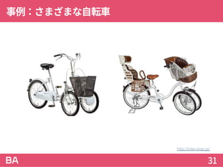 事例：さまざまな自転車
31
http://trike-shop.jp/
 