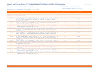 de
348 612
SINAPI - SISTEMA NACIONAL DE PESQUISA DE CUSTOS E ÍNDICES DA CONSTRUÇÃO CIVIL 1
PCI.817.01 - CUSTO DE COMPOSIÇÕES - SINTÉTICO DATA DE EMISSÃO: 17/12/2019 00:19:25
DATA REFERÊNCIA TÉCNICA: 13/12/2019
ENCARGOS SOCIAIS DESONERADOS: 86,01%(HORA) 48,61%(MÊS)
CÓDIGO |D E S C R I Ç Ã O |UNIDADE |ORIGEM DE PREÇO |CUSTO TOTAL
VÍNCULO.....: CAIXA REFERENCIAL
89779 LUVA DE CORRER, PVC, SERIE NORMAL, ESGOTO PREDIAL, DN 100 MM, JUNTA EL UN CR 21,49
ÁSTICA, FORNECIDO E INSTALADO EM RAMAL DE DESCARGA OU RAMAL DE ESGOTO
SANITÁRIO. AF_12/2014
89780 JOELHO 45 GRAUS, CPVC, SOLDÁVEL, DN 35MM, INSTALADO EM PRUMADA DE ÁGUA UN CR 14,91
- FORNECIMENTO E INSTALAÇÃO. AF_12/2014
89781 JOELHO 90 GRAUS, CPVC, SOLDÁVEL, DN 42MM, INSTALADO EM PRUMADA DE ÁGUA UN CR 21,79
FORNECIMENTO E INSTALAÇÃO. AF_12/2014
89782 TE, PVC, SERIE NORMAL, ESGOTO PREDIAL, DN 40 X 40 MM, JUNTA SOLDÁVEL, UN CR 9,51
FORNECIDO E INSTALADO EM RAMAL DE DESCARGA OU RAMAL DE ESGOTO SANITÁRI
O. AF_12/2014
89783 JUNÇÃO SIMPLES, PVC, SERIE NORMAL, ESGOTO PREDIAL, DN 40 MM, JUNTA SOL UN CR 9,69
DÁVEL, FORNECIDO E INSTALADO EM RAMAL DE DESCARGA OU RAMAL DE ESGOTO S
ANITÁRIO. AF_12/2014
89784 TE, PVC, SERIE NORMAL, ESGOTO PREDIAL, DN 50 X 50 MM, JUNTA ELÁSTICA, UN CR 14,88
FORNECIDO E INSTALADO EM RAMAL DE DESCARGA OU RAMAL DE ESGOTO SANITÁRI
O. AF_12/2014
89785 JUNÇÃO SIMPLES, PVC, SERIE NORMAL, ESGOTO PREDIAL, DN 50 X 50 MM, JUNT UN CR 16,09
A ELÁSTICA, FORNECIDO E INSTALADO EM RAMAL DE DESCARGA OU RAMAL DE ESG
OTO SANITÁRIO. AF_12/2014
89786 TE, PVC, SERIE NORMAL, ESGOTO PREDIAL, DN 75 X 75 MM, JUNTA ELÁSTICA, UN CR 24,33
FORNECIDO E INSTALADO EM RAMAL DE DESCARGA OU RAMAL DE ESGOTO SANITÁRI
O. AF_12/2014
89787 JOELHO 45 GRAUS, CPVC, SOLDÁVEL, DN 42MM, INSTALADO EM PRUMADA DE ÁGUA UN CR 21,79
FORNECIMENTO E INSTALAÇÃO. AF_12/2014
89788 JOELHO 90 GRAUS, CPVC, SOLDÁVEL, DN 54MM, INSTALADO EM PRUMADA DE ÁGUA UN CR 41,42
FORNECIMENTO E INSTALAÇÃO. AF_12/2014
 