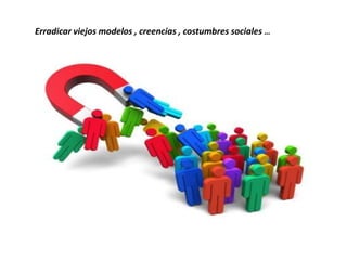 Erradicar viejos modelos , creencias , costumbres sociales …