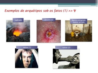 Exemplos de arquétipos sob os fatos (1) >> 
furúnculo

vulcão

raiva (1)

bacia entupida
numa prisão

raiva (2)

 
