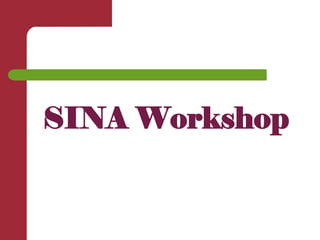 SINA Workshop
Day 1: January 25, 2013
 