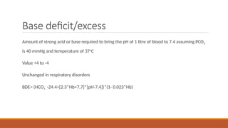 Pco2 Base Excess ACID BASE management, base deficit correction | PPTX