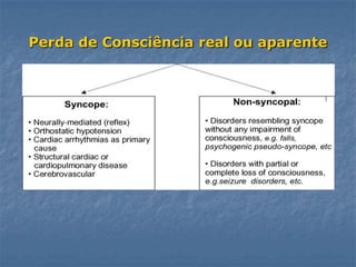 Perda de Consciência real ou aparente
 